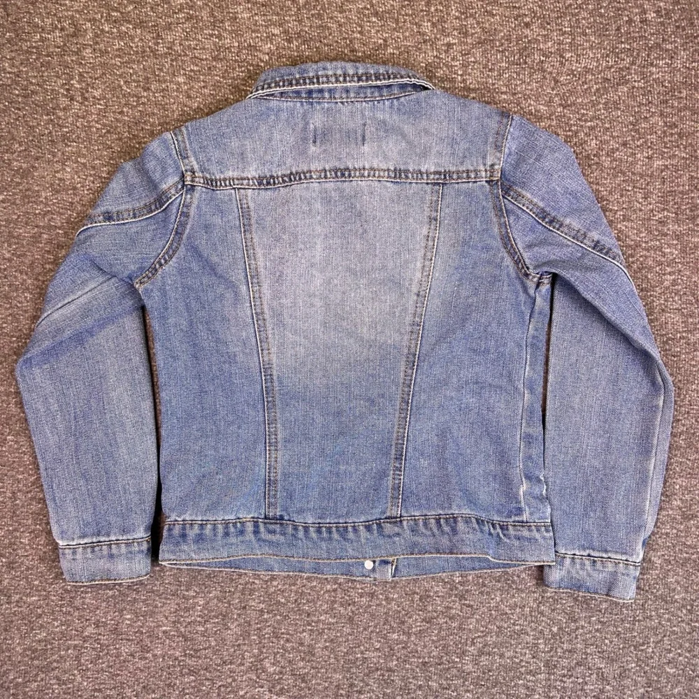 Tommy Bahama Denim Jacket Girls 8‎ Blue Distressed Ripped Jean Coat Medium Wash